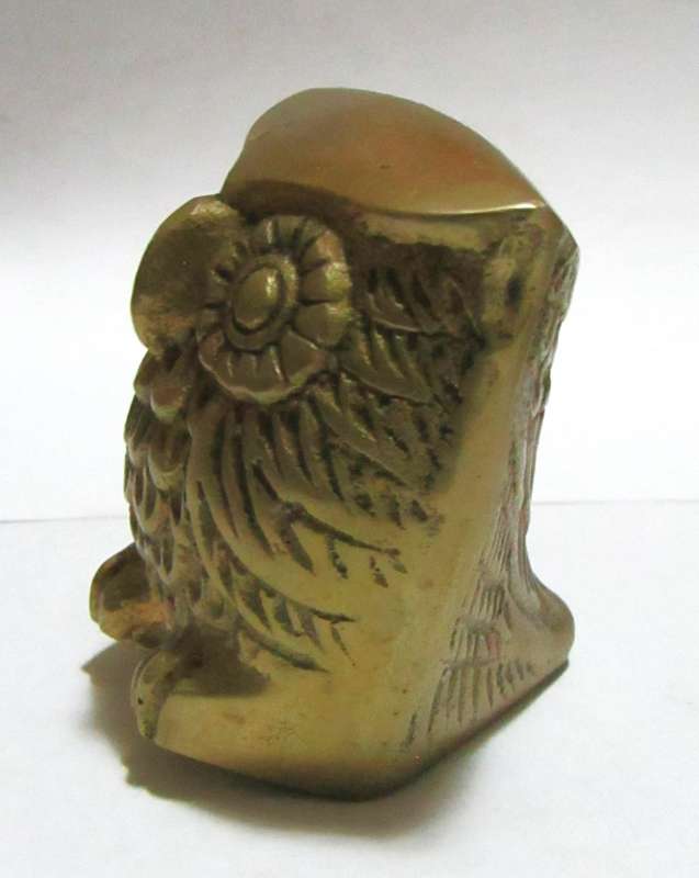 Vintage 1950s Brass Owl Figurine Paperweight  Made in Korea