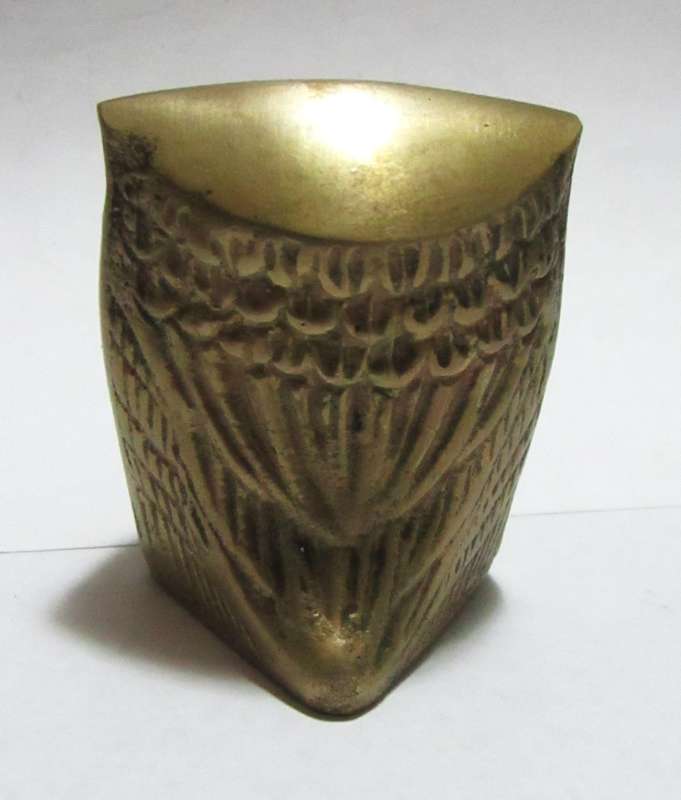 Vintage 1950s Brass Owl Figurine Paperweight  Made in Korea