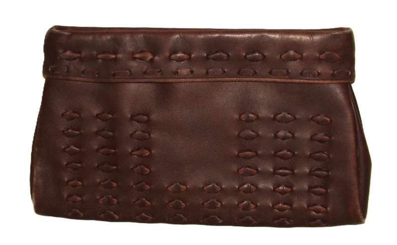 Vintage 1950s Brown Leather Clutch