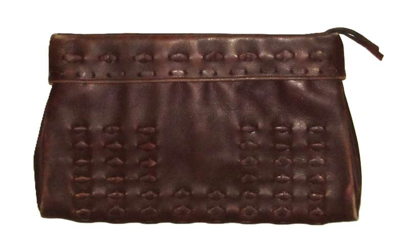 Vintage 1950s Brown Leather Clutch