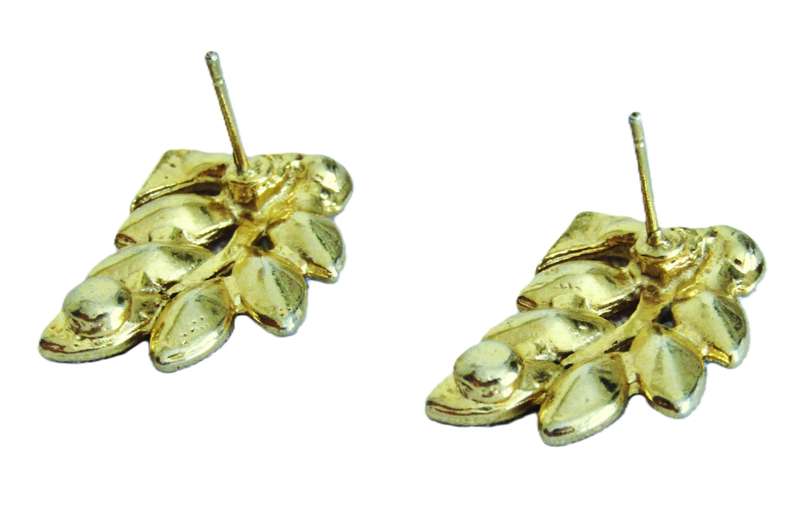 Vintage Gold tone, green, red, blue and black enamel stud earrings