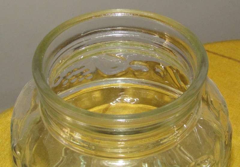 Vintage Pair of Embossed Clear Glass Lidded Kitchen Storage Jars by KIG Indonesia