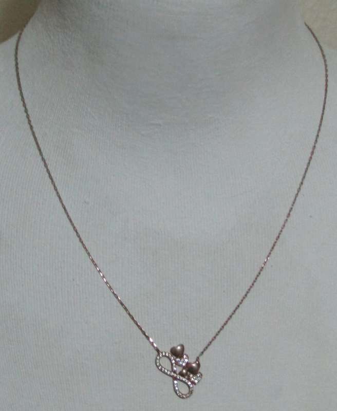 Vintage Rose Gold Plated 925 silver Love and Infinity Pendant Necklace