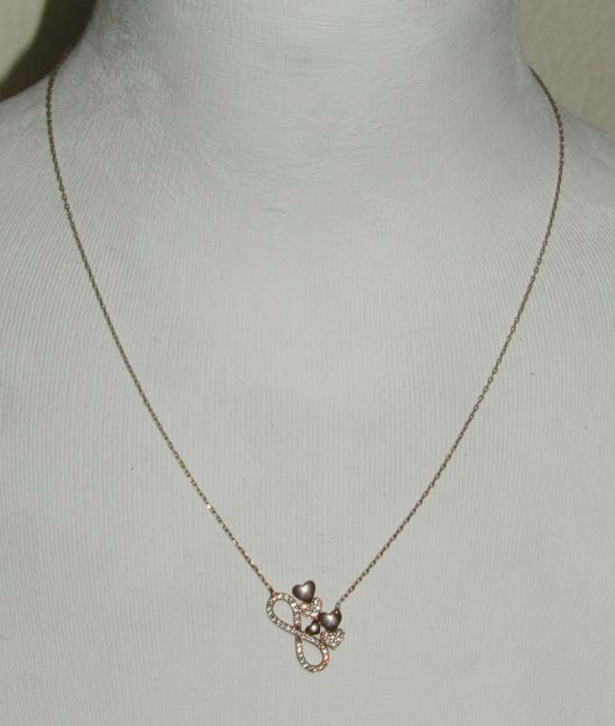 Vintage Rose Gold Plated 925 silver Love and Infinity Pendant Necklace