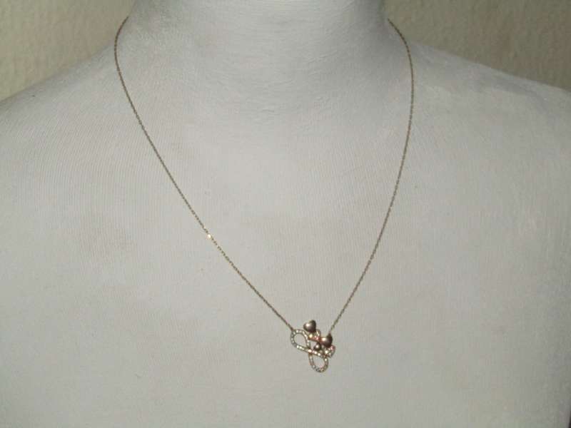 Vintage Rose Gold Plated 925 silver Love and Infinity Pendant Necklace