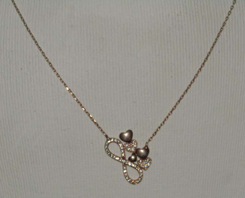 Vintage Rose Gold Plated 925 silver Love and Infinity Pendant Necklace