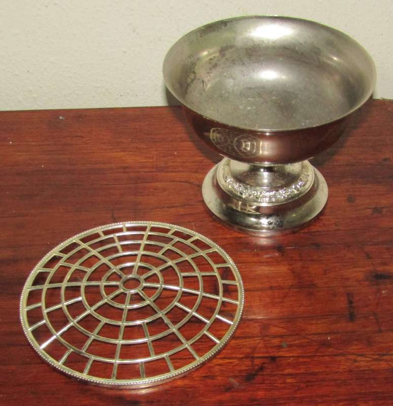 Vintage IANTHE of England Silver Plated Candlestick Holders and Silver Plated Rose Bowl