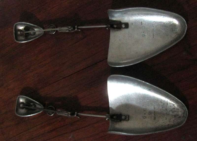 Pair of Vintage Wear K Shoes 9X10 M Aluminum Shoe Stretchers - Made in England, Patent 244387