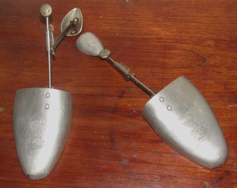 Pair of Vintage Wear K Shoes 9X10 M Aluminum Shoe Stretchers - Made in England, Patent 244387