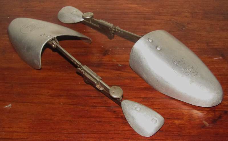 Pair of Vintage Wear K Shoes 9X10 M Aluminum Shoe Stretchers - Made in England, Patent 244387