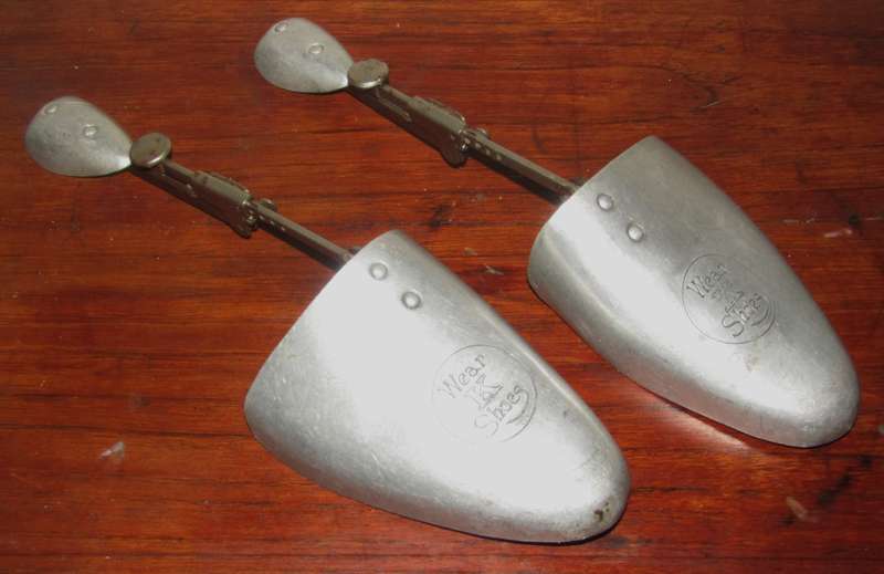 Pair of Vintage Wear K Shoes 9X10 M Aluminum Shoe Stretchers - Made in England, Patent 244387