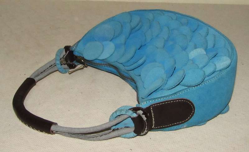 Vintage Umbro Bright Blue Faux Suede Bag with Brown Leather Accents