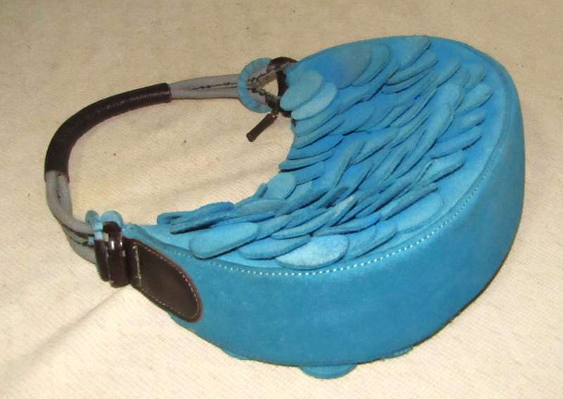 Vintage Umbro Bright Blue Faux Suede Bag with Brown Leather Accents