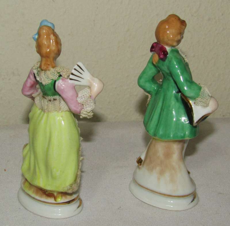 Vintage Japanese Porcelain and Lace French Figurine Pair