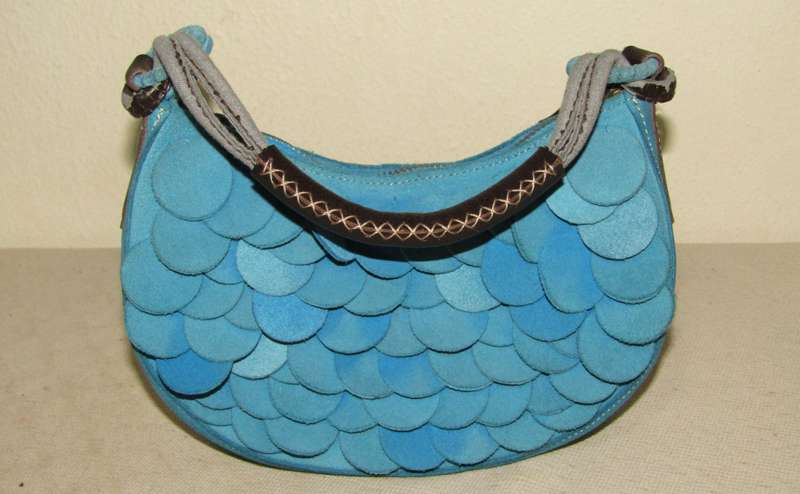 Vintage Umbro Bright Blue Faux Suede Bag with Brown Leather Accents
