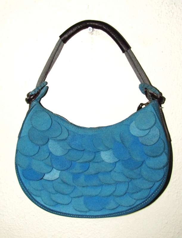 Vintage Umbro Bright Blue Faux Suede Bag with Brown Leather Accents