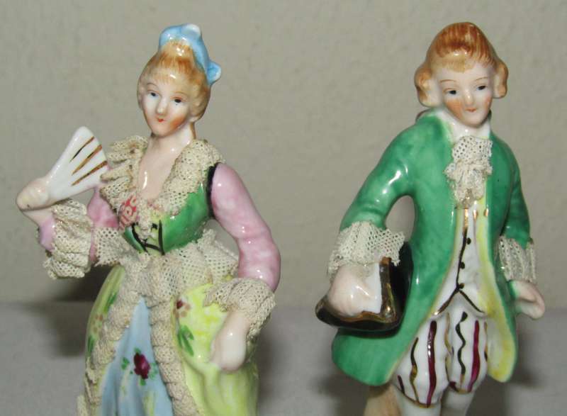 Vintage Japanese Porcelain and Lace French Figurine Pair