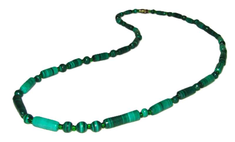Vintage Beaded Genuine Malachite Necklace