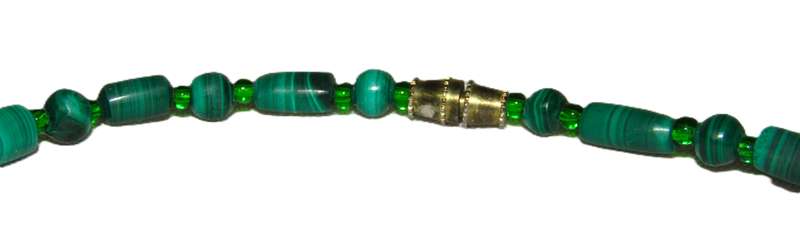 Vintage Beaded Genuine Malachite Necklace