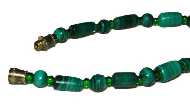 Vintage Beaded Genuine Malachite Necklace