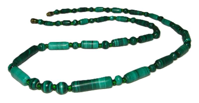 Vintage Beaded Genuine Malachite Necklace