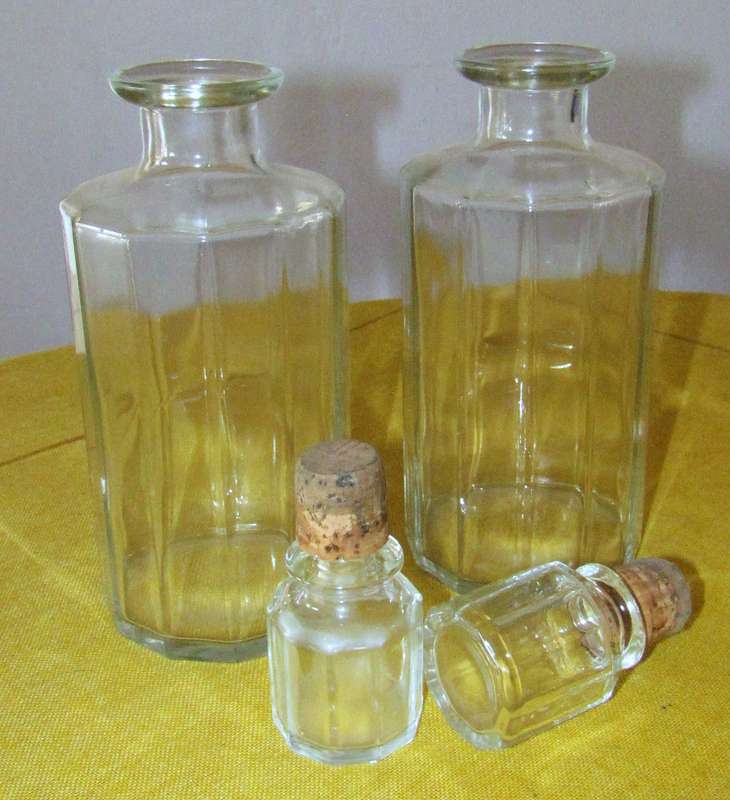 Pair of Vintage Bormioli Italian Faceted Decanters and Luminarc France Octime Ice Bucket