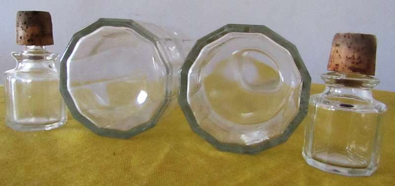 Pair of Vintage Bormioli Italian Faceted Decanters and Luminarc France Octime Ice Bucket