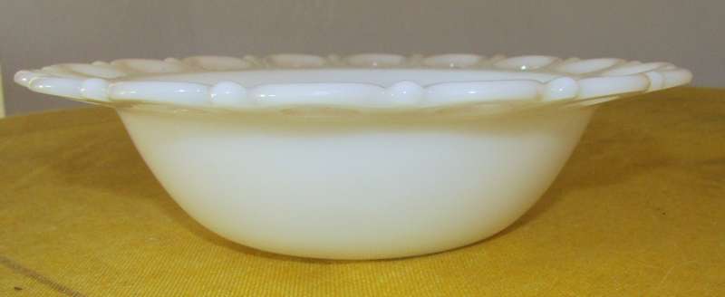 Vintage Lace Edged White Milk Glass Bowl