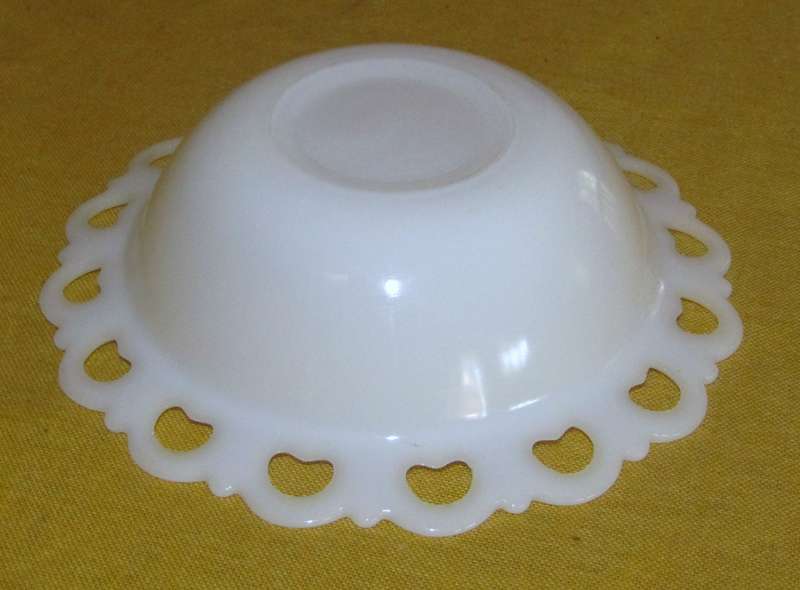 Vintage Lace Edged White Milk Glass Bowl