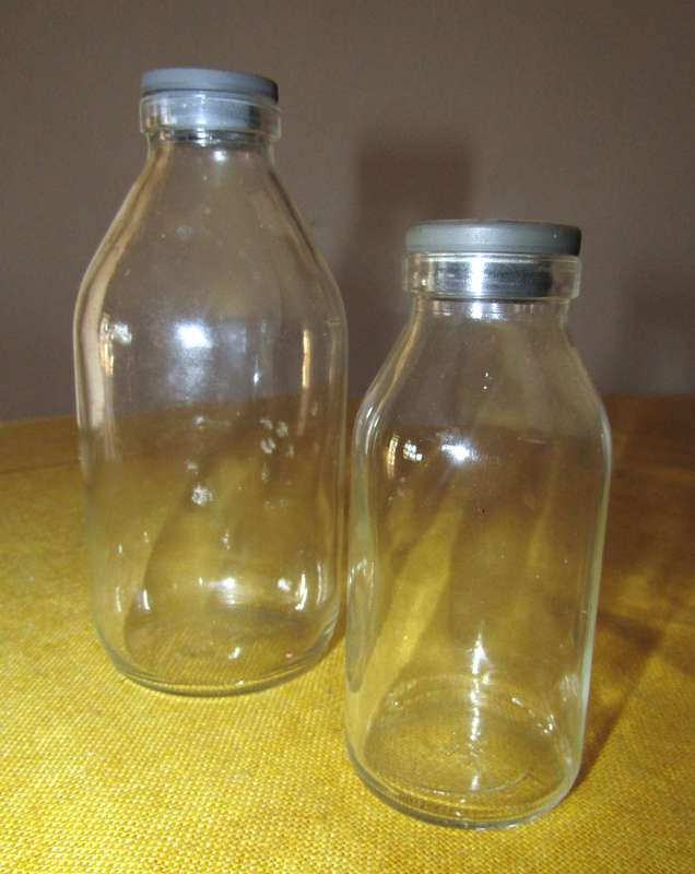 Vintage Set of 10 Clear Glass Apothecary Bottles with Rubber Stoppers
