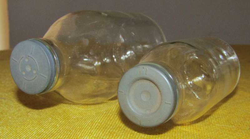Vintage Set of 10 Clear Glass Apothecary Bottles with Rubber Stoppers