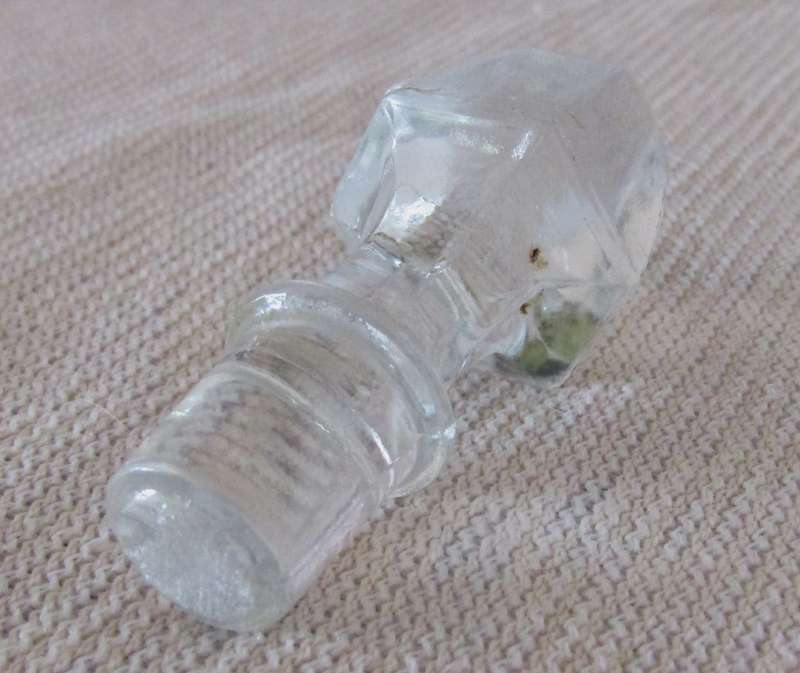 Vintage Soft Pink Embossed Perfume Bottle with Clear Glass Stopper