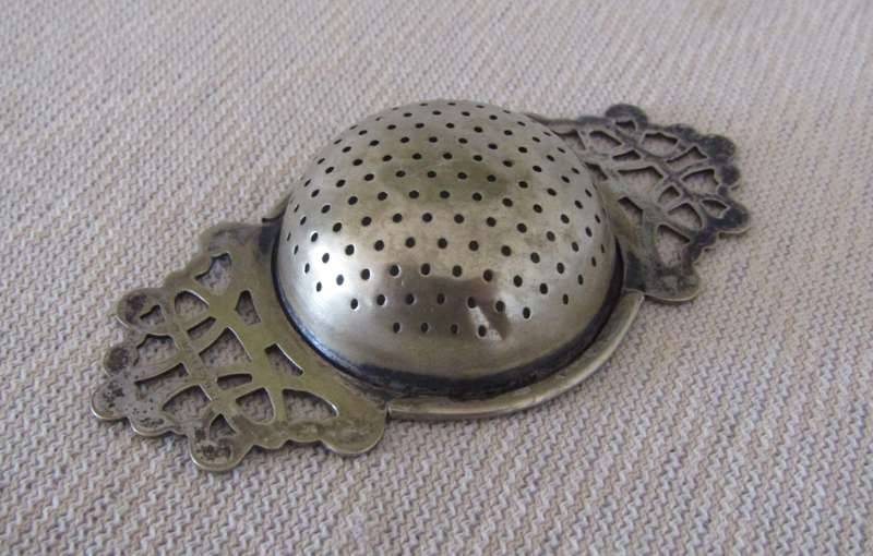 Vintage Art Nouveau Style Silver Plated Tea Strainer with Stand - EPNS, Made in England