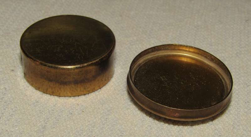 Small Vintage Brass Pill Box with Transfer-Decorated Ceramic Lid, c. 1950