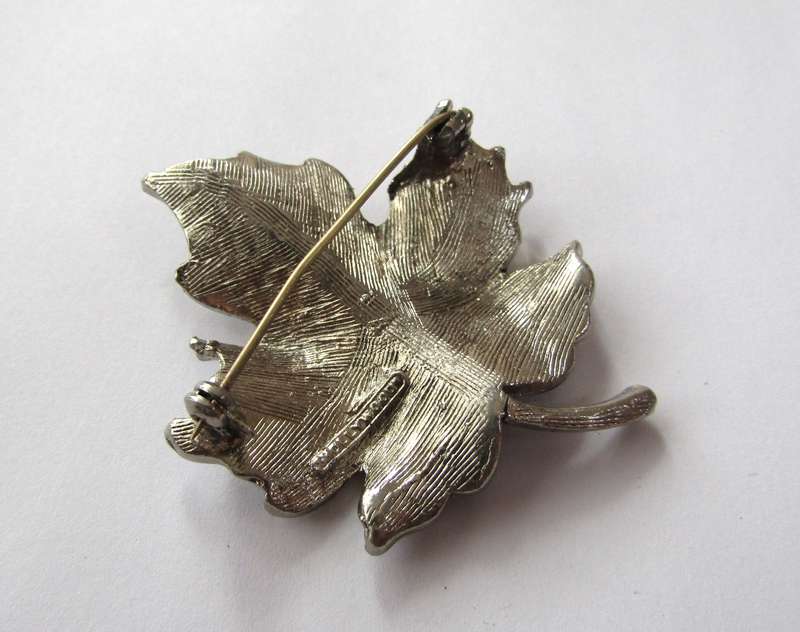 Vintage Silver Tone Maple Leaf Brooch Pin by Hollywood