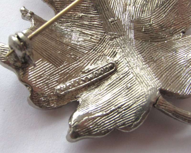 Vintage Silver Tone Maple Leaf Brooch Pin by Hollywood