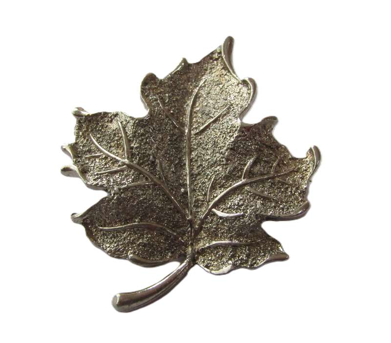 Vintage Silver Tone Maple Leaf Brooch Pin by Hollywood