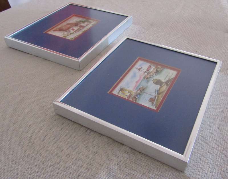 Pair of Framed Miniature South African Landscapes  Signed & Titled "Old Docks CT" and "Arniston"