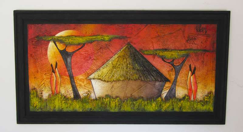 Original Oil on Board of an African Sunset signed Rafael