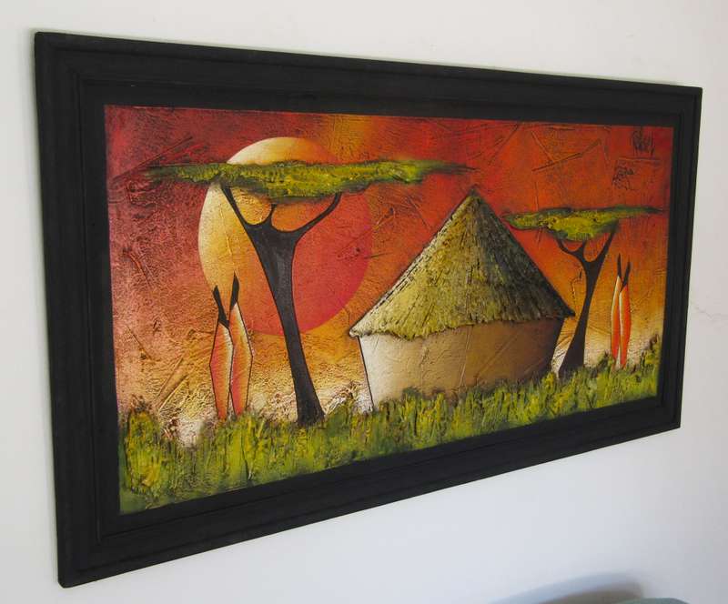 Original Oil on Board of an African Sunset signed Rafael