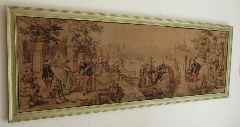Antique Venetian Tapestry in Ornate Frame