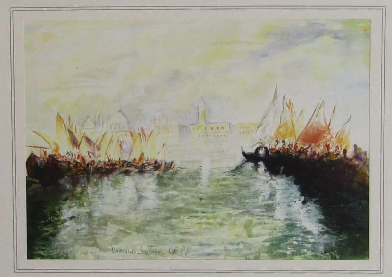 Watercolour Painting of Venice - Signed by Vancino Saltore