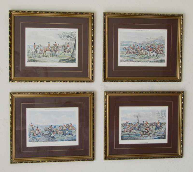 Set of 4 Framed Antique Prints from the Hunting Qualifications Series, Drawn and Engraved by H Alken
