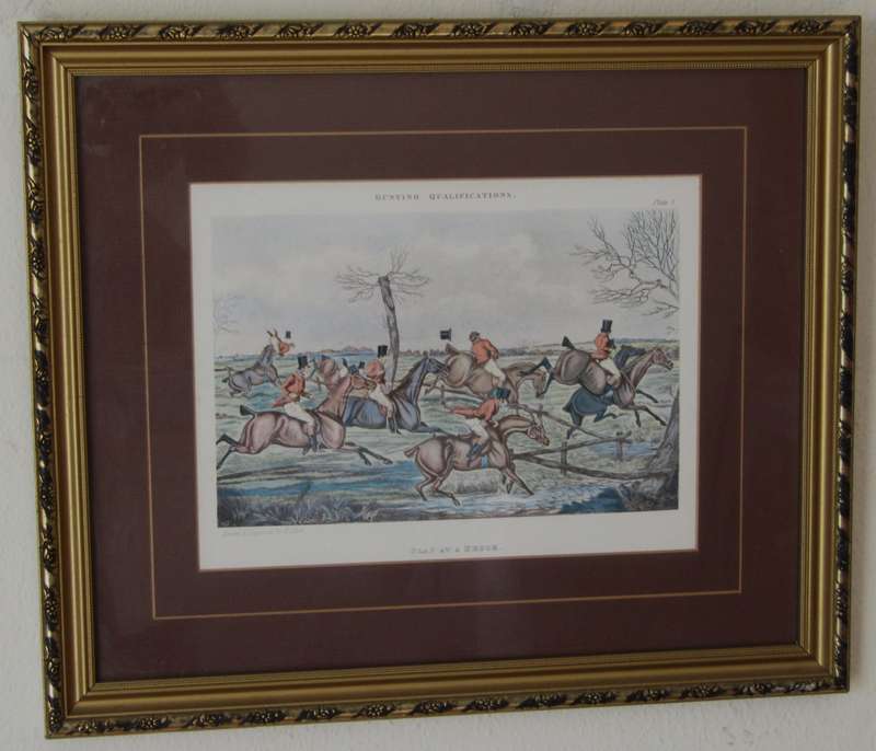 Set of 4 Framed Antique Prints from the Hunting Qualifications Series, Drawn and Engraved by H Alken