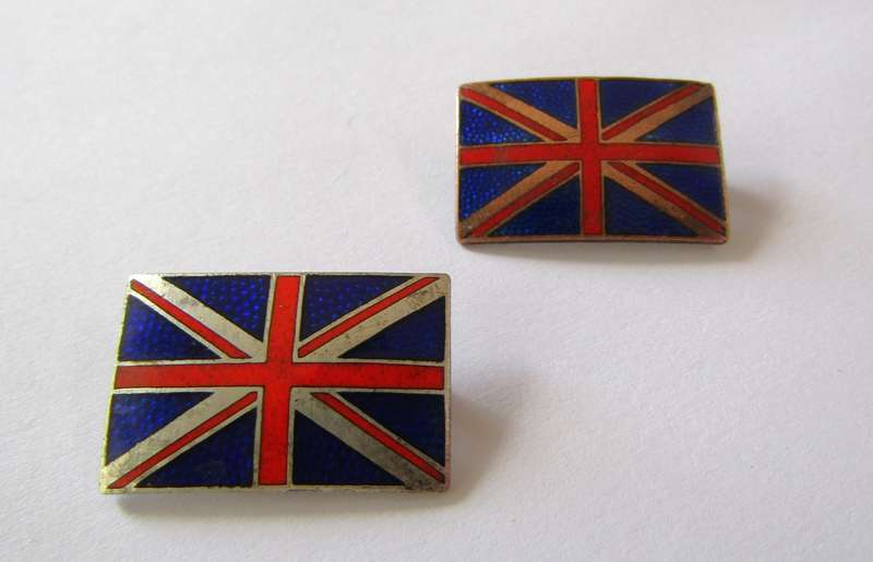 Pair of Vintage Silver-tone and Enamel Union Jack Pins