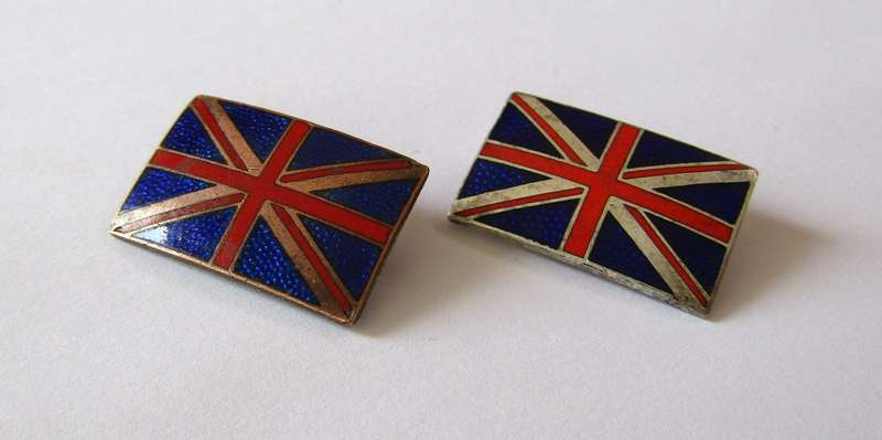Pair of Vintage Silver-tone and Enamel Union Jack Pins