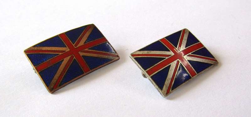 Pair of Vintage Silver-tone and Enamel Union Jack Pins