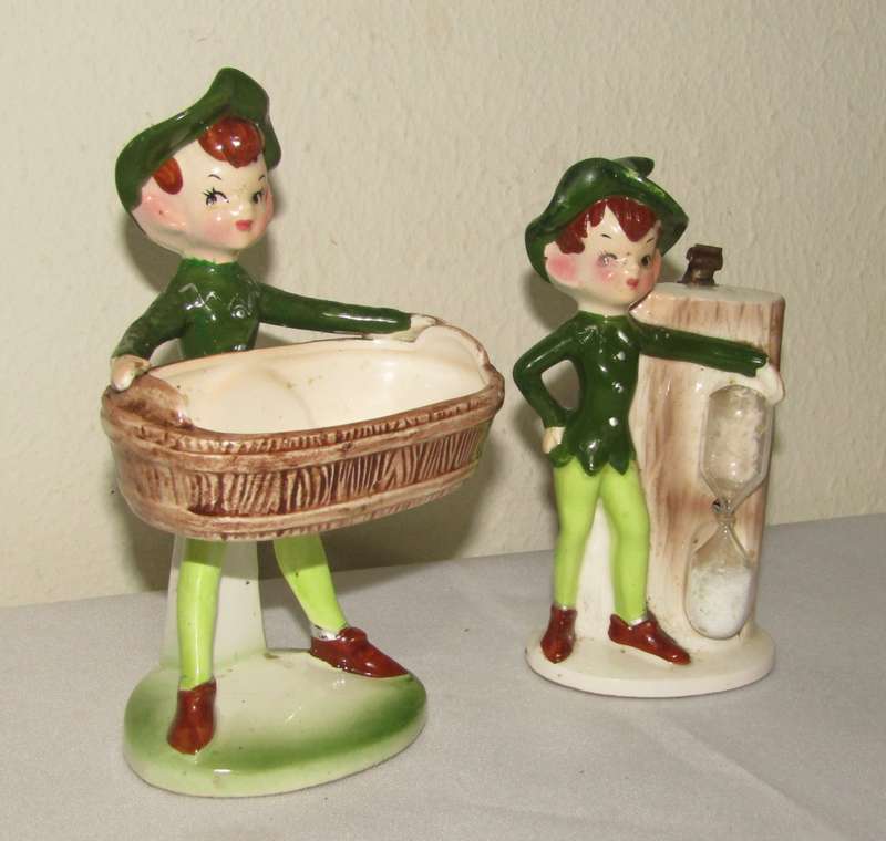Pair of Vintage Ceramic Kitchen Elves by Enesco, Japan