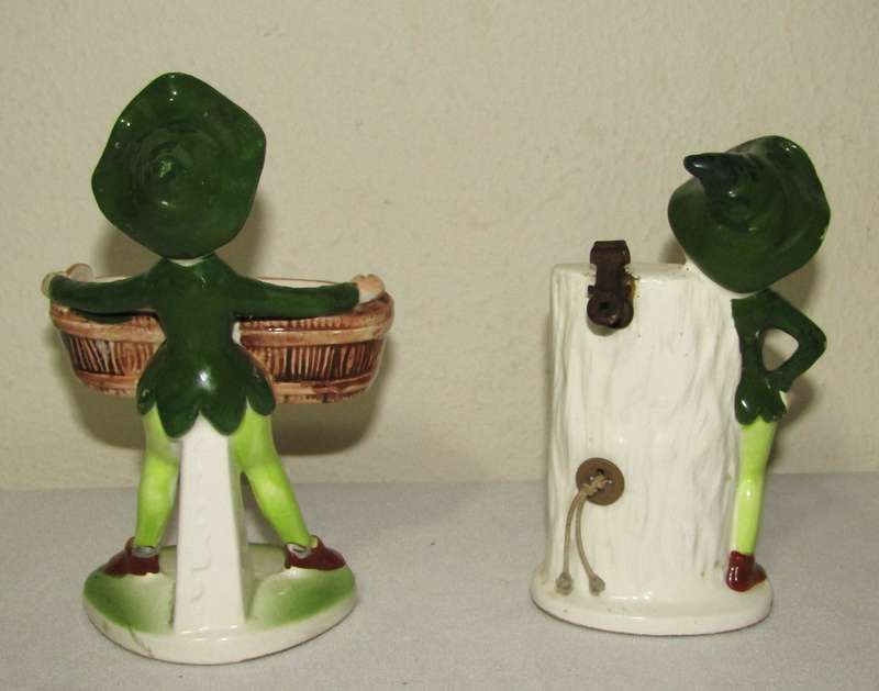 Pair of Vintage Ceramic Kitchen Elves by Enesco, Japan