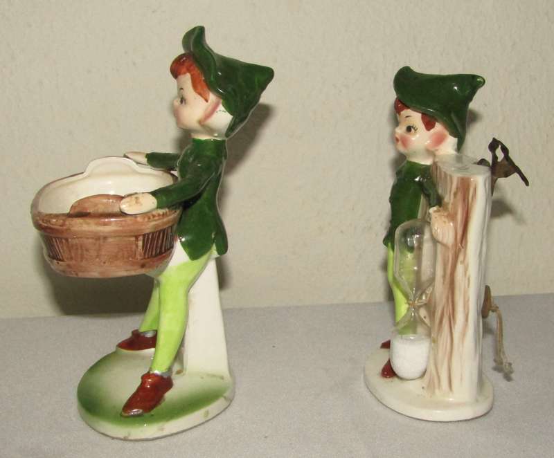 Pair of Vintage Ceramic Kitchen Elves by Enesco, Japan